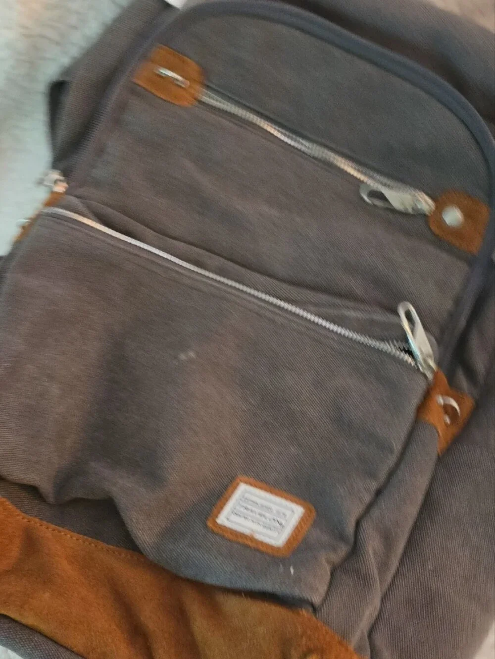 Travelon Gray And Drak Tan Large Backpack